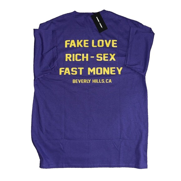 Homme + Femme XL Purple Hotel Beverly Hills T-Shirt Fake Love Streetwear NWT - Picture 4 of 4
